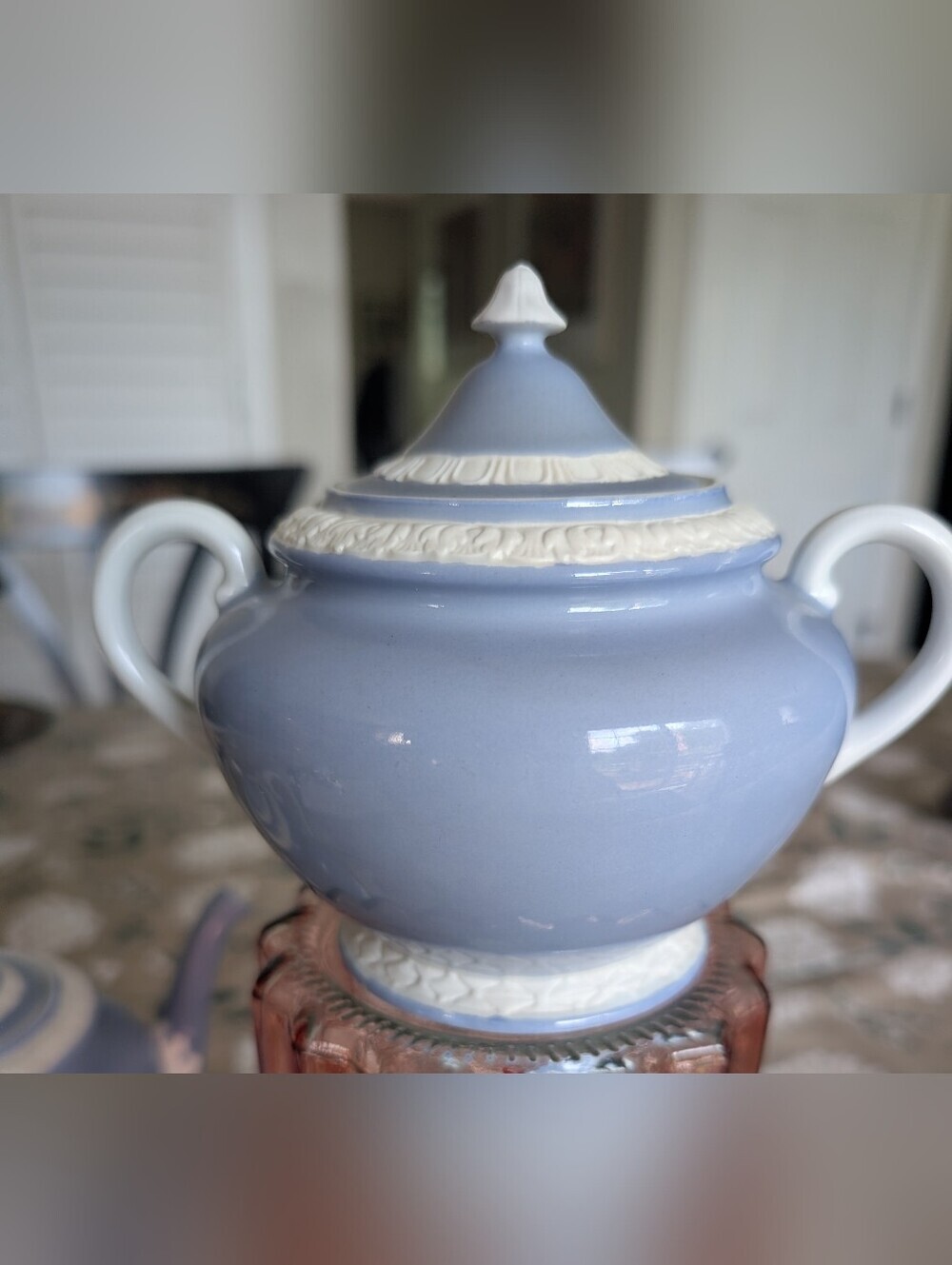 Union T Musterschulz Blue Relief Ceramic Teapot Set - Picture 5 of 15